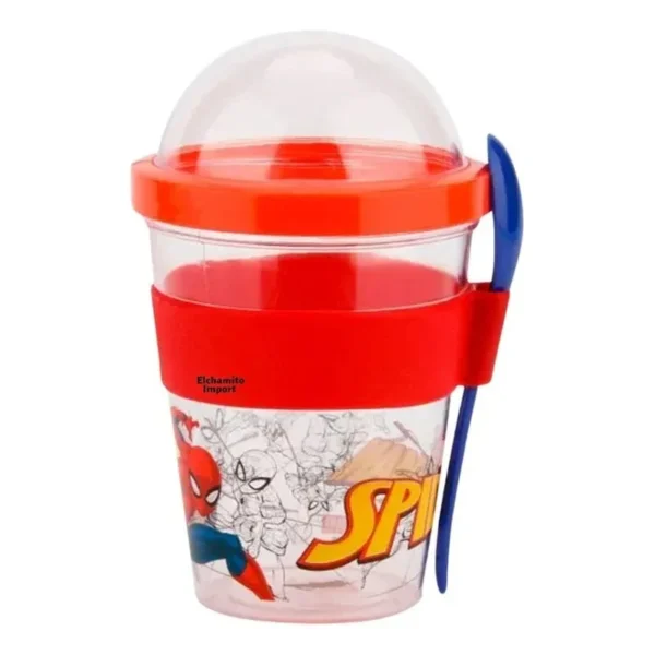 Vaso Yogurt Cereal Disney BPA Free con Cuchara Spiderman