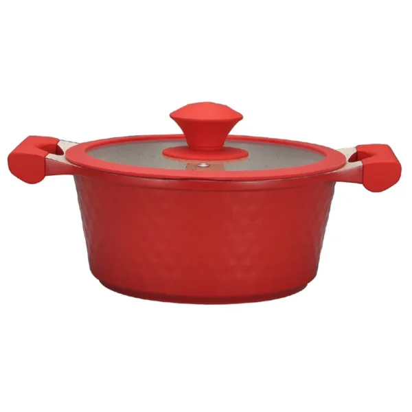 Olla Die Cast Marble Rojo VOLCANO – Línea Di Burano 28 cms – Doral
