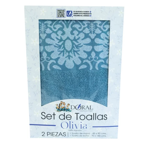 Juego de Toallas 2 Piezas Olivia Doral – Petroleo