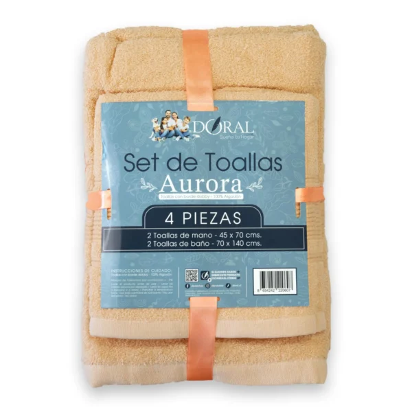 Juego de Toallas Amarillo Aurora 4 Piezas Algodón Premium con Borde Jacquard – Doral