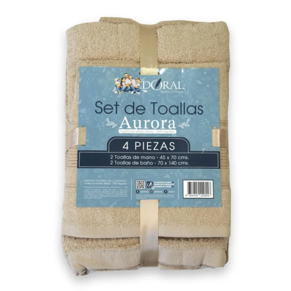 Juego de Toallas Maiz Aurora 4 Piezas Algodón Premium con Borde Jacquard – Doral