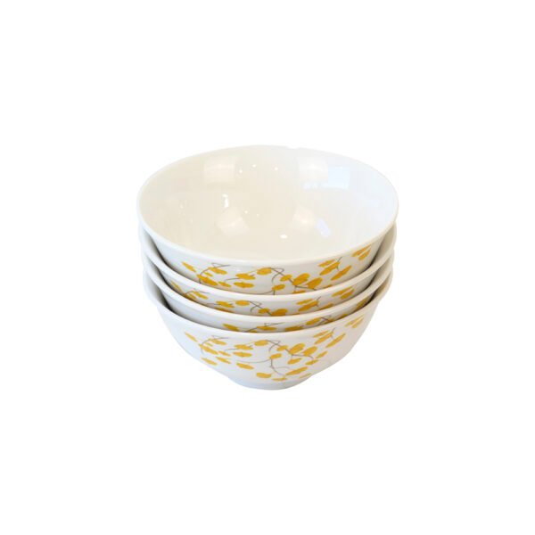 Set 4 Bowls Grandes Sopa Porcelana Doral 15,9 cm - Flor Color Amarillo - Imagen 2