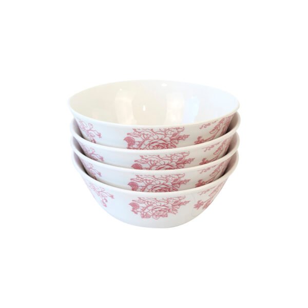 Set 4 Bowls Grandes Sopa Porcelana Doral 15,9 cm – Flor Color Cherry - Imagen 2