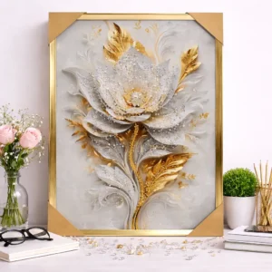 Cuadro con Detalles de Piedra Decorativa – 40×60 cm – Flor