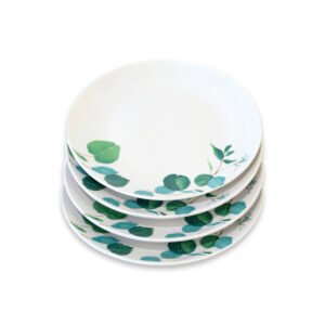 Set 4 Platos de Pan Doral (19 cm) – Flor Verde Acuarela