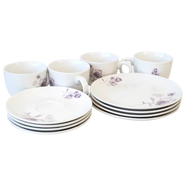 Set Vajilla Porcelana Doral Doña María – 12 Piezas para 4 Personas – Adela - Imagen 2