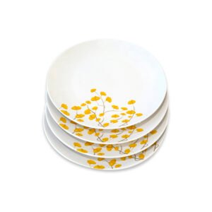 Set 4 Platos de Pan Doral (19 cm) - Flor Color Amarillo