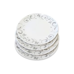 Set 4 Platos de Pan Doral (19 cm) – Flor Color Gris