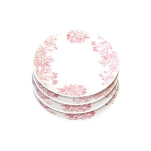 Set 4 Platos de Pan Doral (19 cm) – Flor Color Cherry
