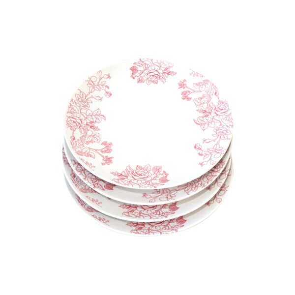 Set 4 Platos de Pan Doral (19 cm) – Flor Color Cherry