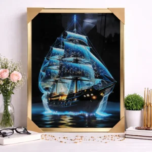 Cuadro con Detalles de Piedra Decorativa – 40×60 cm – Barco