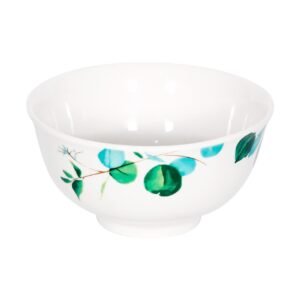 Set 4 Bowls Grandes Sopa Porcelana Doral 15,9 cm – Flor Verde Acuarela