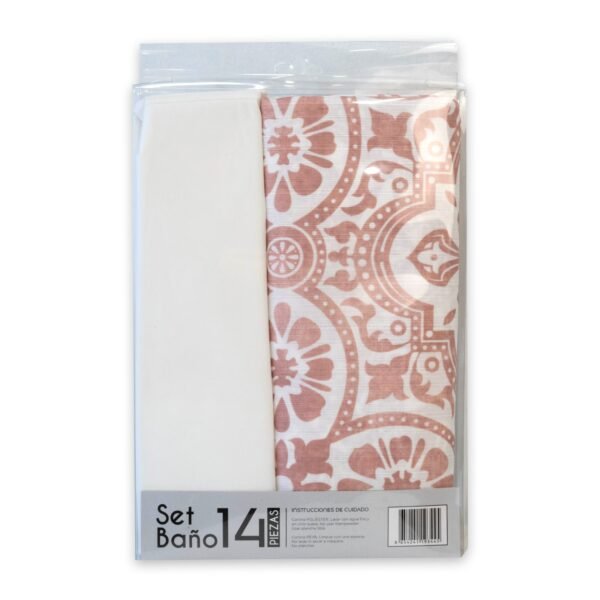 Cortina de Baño Doral Set 14 Piezas Salmon