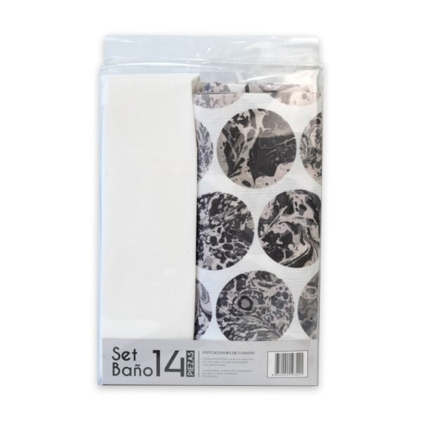 Cortina de Baño Doral Set 14 Piezas Negro