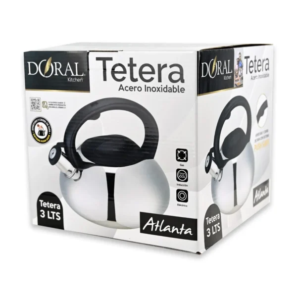 Tetera Doral Atlanta 3.0 Litros: Acero Inoxidable con Pito – Acero - Imagen 2