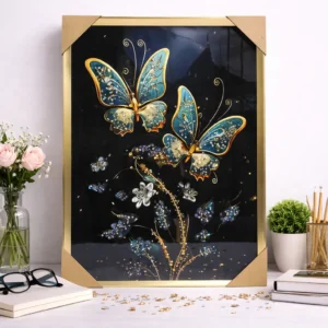 Cuadro con Detalles de Piedra Decorativa – 40×60 cm – Mariposa