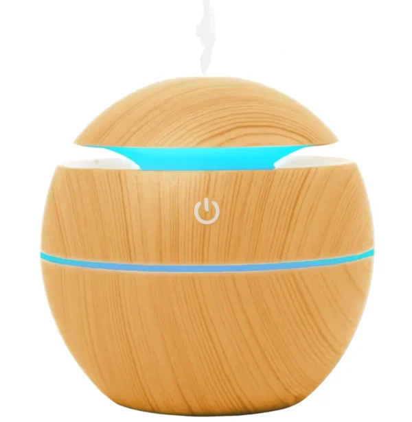 Difusor de Aromas y Humidificador Ultrasónico Estilo Madera Claro