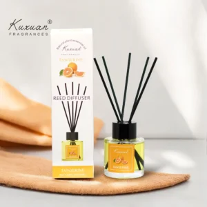 Aromatizador de Vidrio con 5 Varillas – Kuxuan Fragances - Aroma Tangerine
