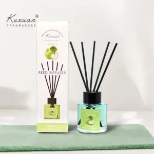 Aromatizador de Vidrio con 5 Varillas – Kuxuan Fragances – Aroma Apple