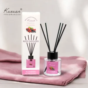 Aromatizador de Vidrio con 5 Varillas – Kuxuan Fragances – Aroma Blueberry