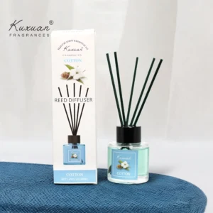Aromatizador de Vidrio con 5 Varillas – Kuxuan Fragances – Aroma Cotton