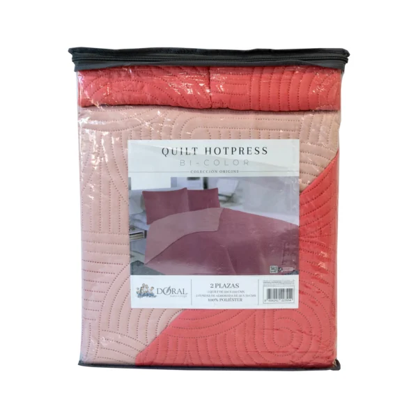 Cubrecama Quilt Reversible Bi Color Plaza y Media Doral 170×240 – ROSA/ROSA - Imagen 3