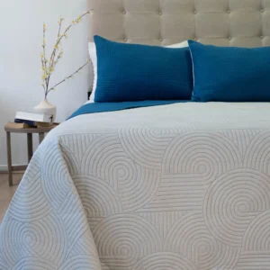 Cubrecama Quilt Reversible Bi Color King Doral 250x240 cm AZUL/GRIS