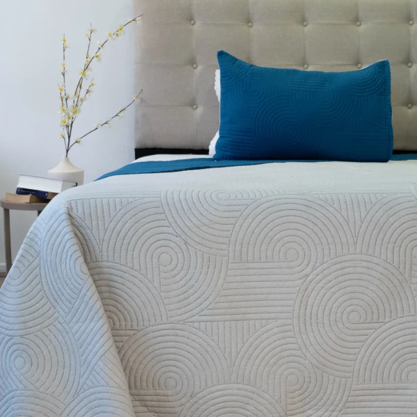 Cubrecama Quilt Reversible Bi Color Plaza y Media Doral 170x240 - AZUL/GRIS - Imagen 2