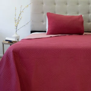 Cubrecama Quilt Reversible Bi Color Plaza y Media Doral 170×240 – ROSA/BURDEO