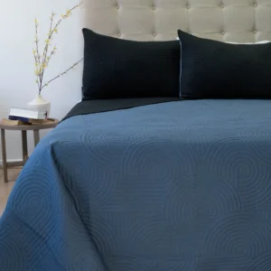Cubrecama Quilt Reversible Bi Color 2 Plazas Doral 220×240 cm AZUL/NEGRO