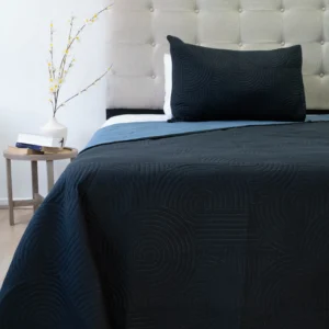 Cubrecama Quilt Reversible Bi Color Plaza y Media Doral 170×240 – AZUL/NEGRO