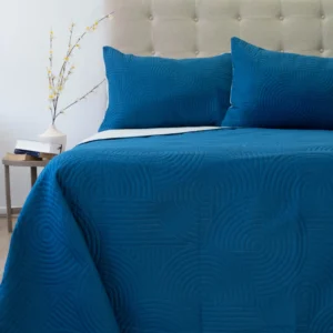 Cubrecama Quilt Reversible Bi Color 2 Plazas Doral 220x240 cm AZUL/GRIS