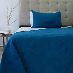 Cubrecama Quilt Reversible Bi Color Plaza y Media Doral 170x240 - AZUL/GRIS