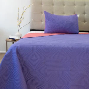 Cubrecama Quilt Reversible Bi Color Plaza y Media Doral 170×240 – VIOLETA/ROSA