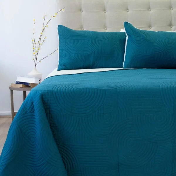 Cubrecama Quilt Reversible Bi Color 2 Plazas Doral 220×240 cm PETROLEO/GRIS