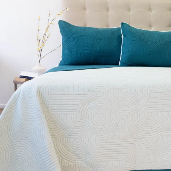 Cubrecama Quilt Reversible Bi Color 2 Plazas Doral 220×240 cm PETROLEO/GRIS - Imagen 2
