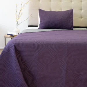 Cubrecama Quilt Reversible Bi Color Plaza y Media Doral 170×240 – MORADO/GRIS