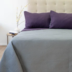 Cubrecama Quilt Reversible Bi Color 2 Plazas Doral 220×240 cm MORADO/GRIS