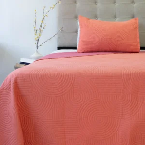 Cubrecama Quilt Reversible Bi Color Plaza y Media Doral 170×240 – NARANJA/ROSA