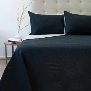 Cubrecama Quilt Reversible Bi Color 2 Plazas Doral 220×240 cm GRIS/NEGRO