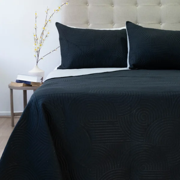 Cubrecama Quilt Reversible Bi Color 2 Plazas Doral 220×240 cm GRIS/NEGRO