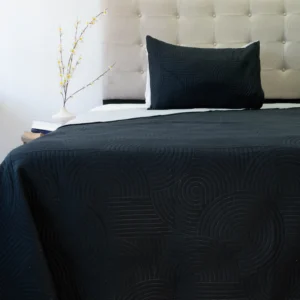Cubrecama Quilt Reversible Bi Color Plaza y Media Doral 170×240 – GRIS/NEGRO