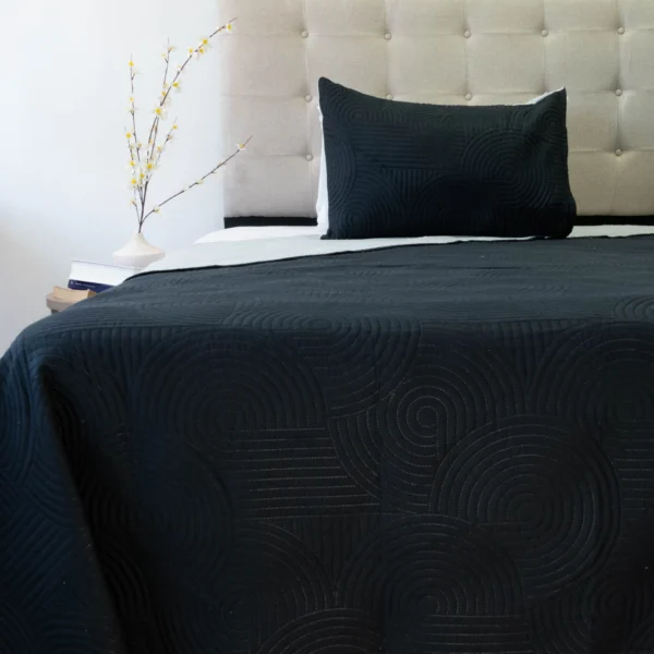 Cubrecama Quilt Reversible Bi Color Plaza y Media Doral 170×240 – GRIS/NEGRO