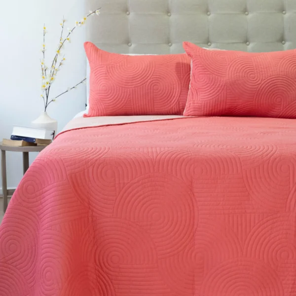 Cubrecama Quilt Reversible Bi Color King Doral 250×240 cm ROSA/ROSA - Imagen 2