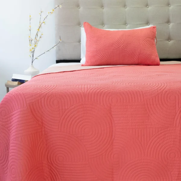 Cubrecama Quilt Reversible Bi Color Plaza y Media Doral 170×240 – ROSA/ROSA - Imagen 2