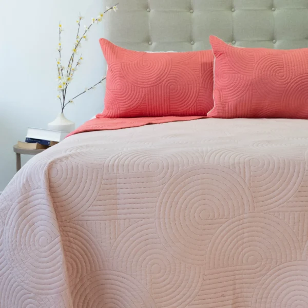 Cubrecama Quilt Reversible Bi Color 2 Plazas Doral 220×240 cm NARANJA/ROSA - Imagen 2