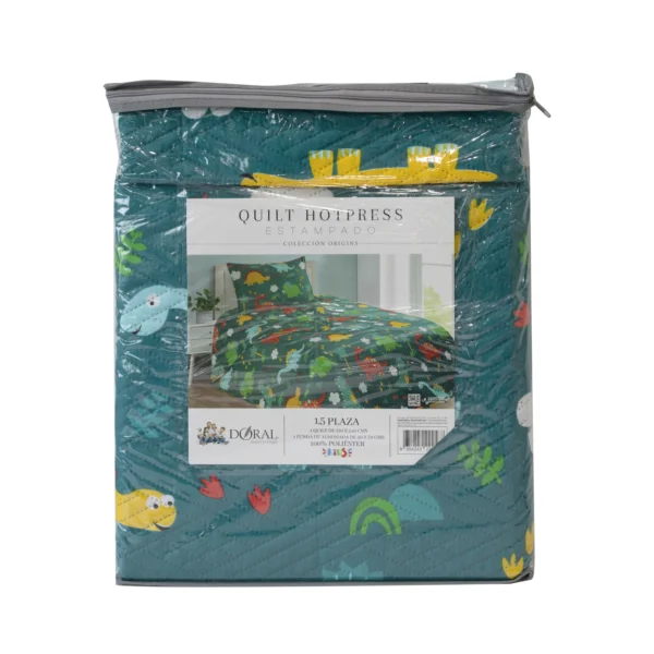 Cubrecama Infantil Plaza y Media Doral Kids 170x240 cm + Funda 50x70 cm - Dinosaurios - Imagen 2