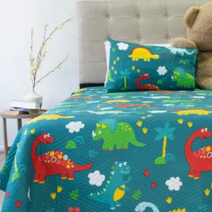 Cubrecama Infantil Plaza y Media Doral Kids 170x240 cm + Funda 50x70 cm - Dinosaurios