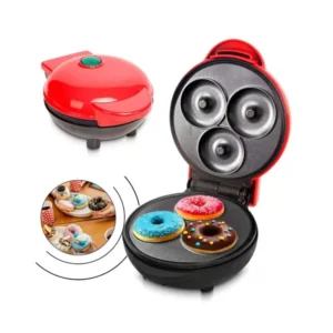 Mini Máquina para Hacer Donas – Capacidad 3 Donas, Color Rojo