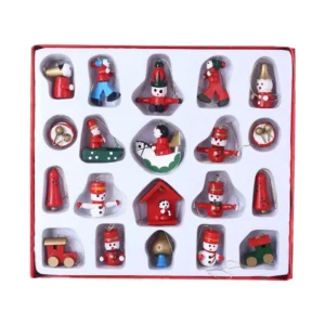 Set de 20 Adornos Navideños de Madera